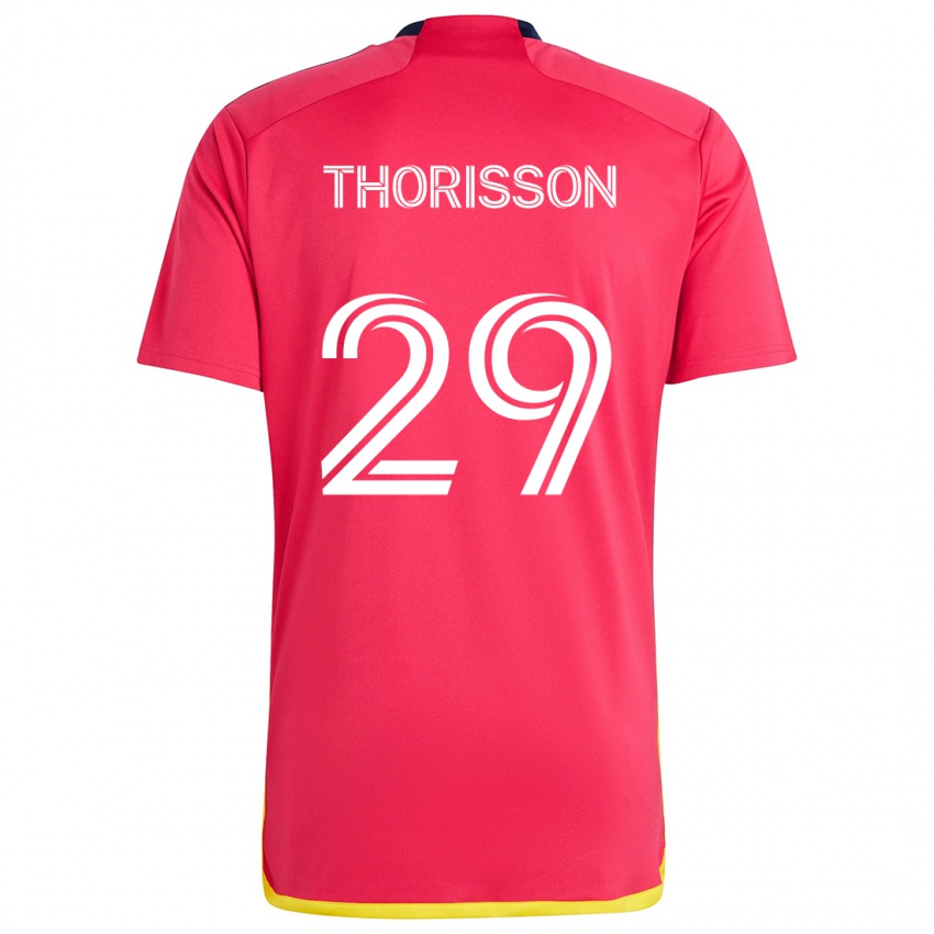 Hombre Camiseta Nökkvi Thórisson #29 Rojo Azul 1ª Equipación 2024/25 La Camisa Argentina