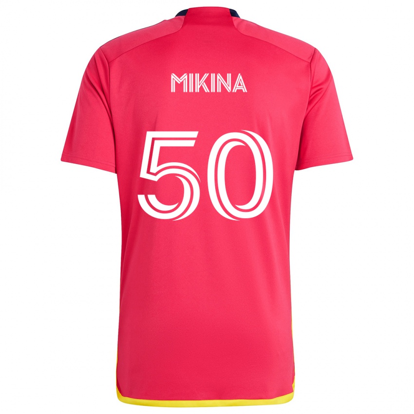 Hombre Camiseta Gabriel Mikina #50 Rojo Azul 1ª Equipación 2024/25 La Camisa Argentina