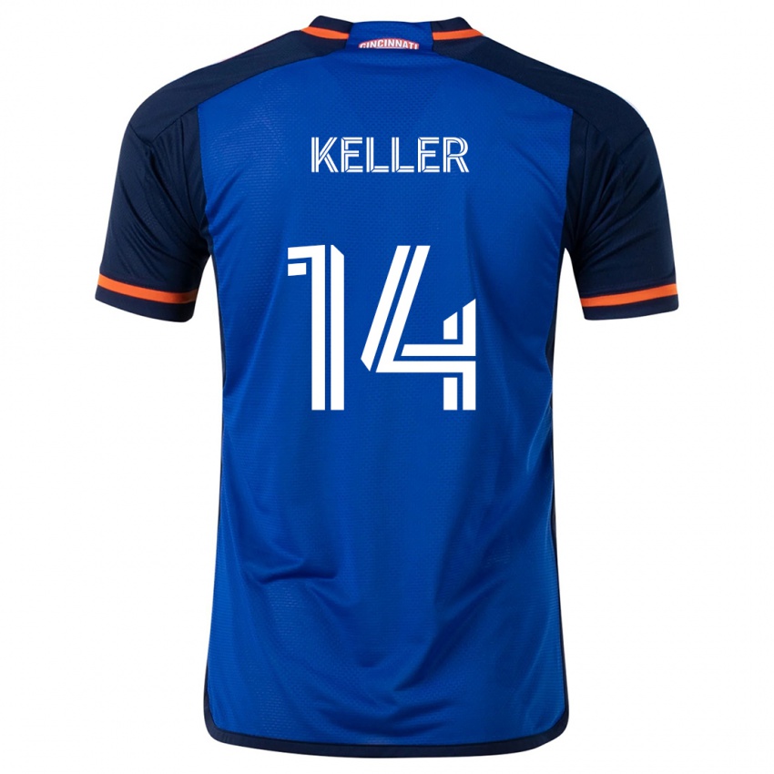 Hombre Camiseta Kipp Keller #14 Azul Blanco 1ª Equipación 2024/25 La Camisa Argentina