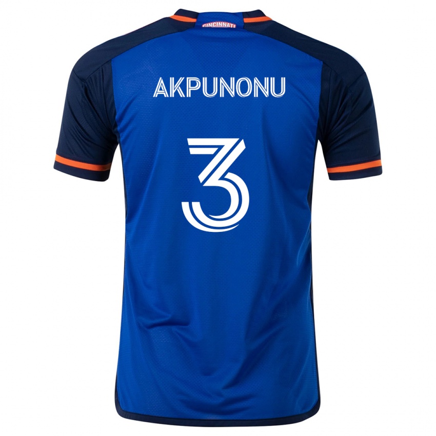 Hombre Camiseta Joey Akpunonu #3 Azul Blanco 1ª Equipación 2024/25 La Camisa Argentina