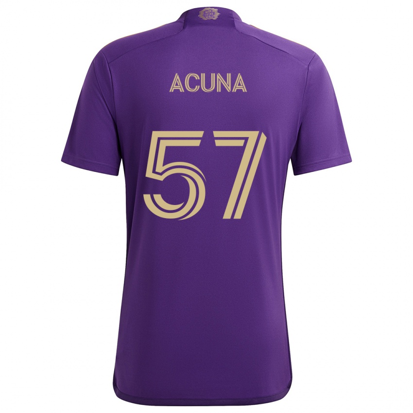 Hombre Camiseta Cristofer Acuña #57 Púrpura Amarillo 1ª Equipación 2024/25 La Camisa Argentina