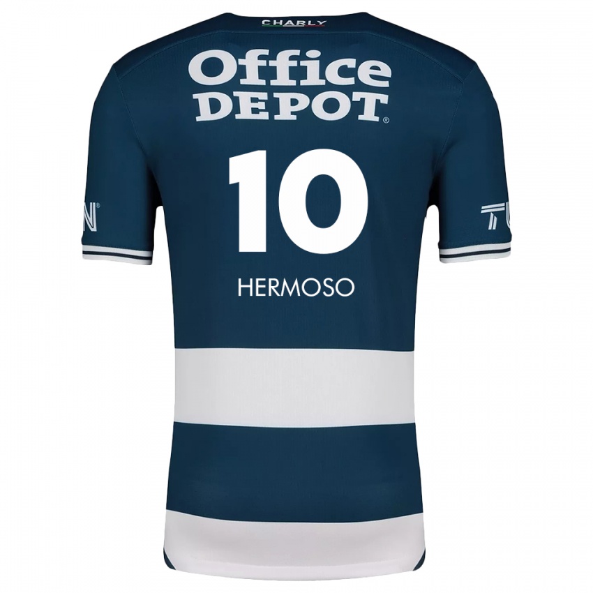 Hombre Camiseta Jennifer Hermoso #10 Azul Blanco 1ª Equipación 2024/25 La Camisa Argentina