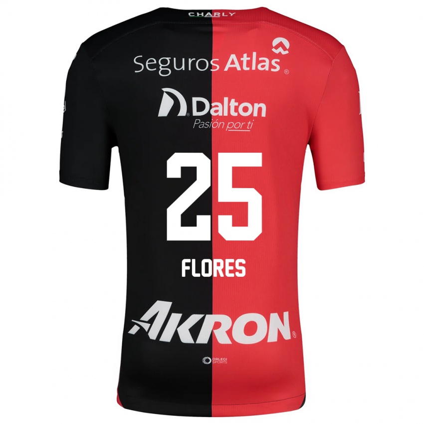 Hombre Camiseta Leonardo Flores #25 Negro Rojo 1ª Equipación 2024/25 La Camisa Argentina