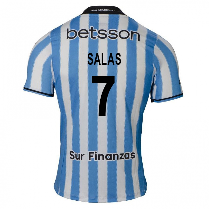 Hombre Camiseta Maximiliano Salas #7 Azul Blanco Negro 1ª Equipación 2024/25 La Camisa Argentina