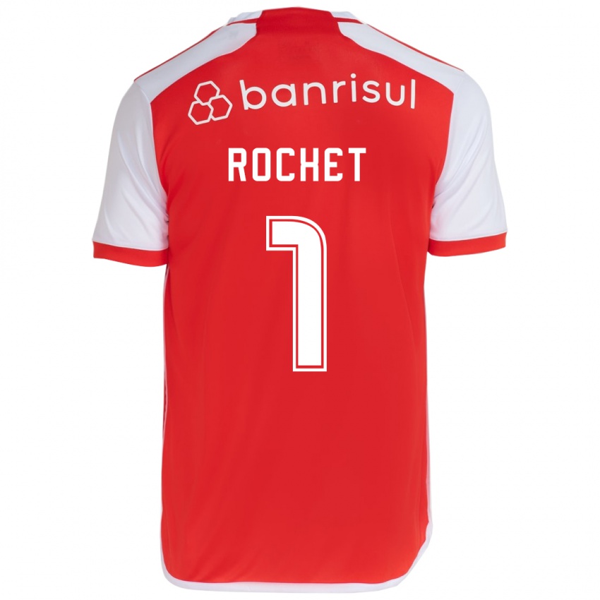 Hombre Camiseta Sergio Rochet #1 Rojo Blanco 1ª Equipación 2024/25 La Camisa Argentina