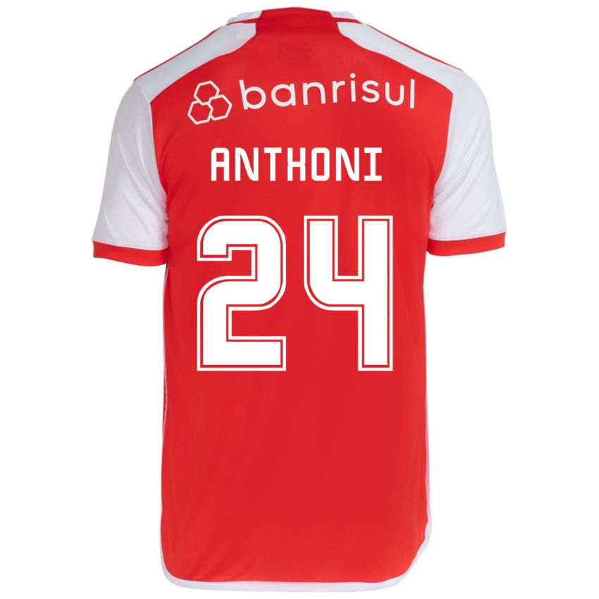 Hombre Camiseta Anthoni #24 Rojo Blanco 1ª Equipación 2024/25 La Camisa Argentina