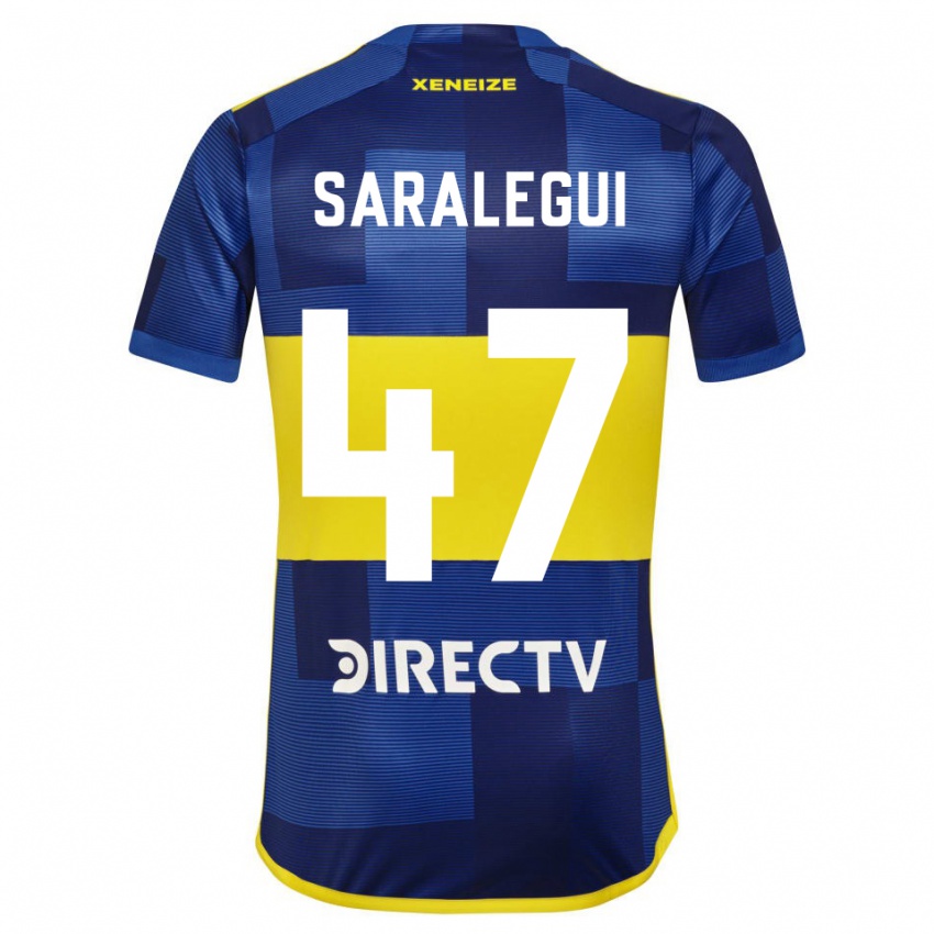 Hombre Camiseta Jabes Saralegui #47 Azul Amarillo 1ª Equipación 2024/25 La Camisa Argentina