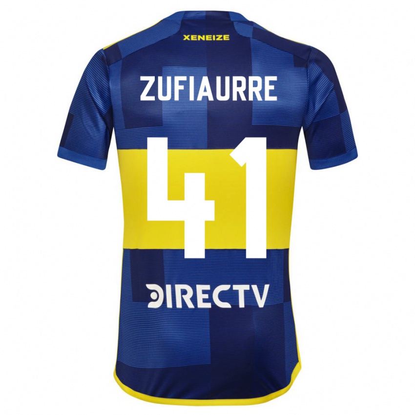 Hombre Camiseta Iker Zufiaurre #41 Azul Amarillo 1ª Equipación 2024/25 La Camisa Argentina