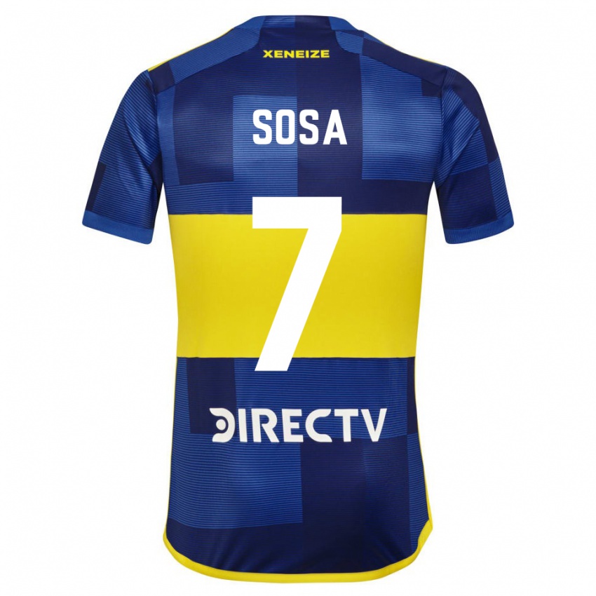 Hombre Camiseta Elián Sosa #7 Azul Amarillo 1ª Equipación 2024/25 La Camisa Argentina