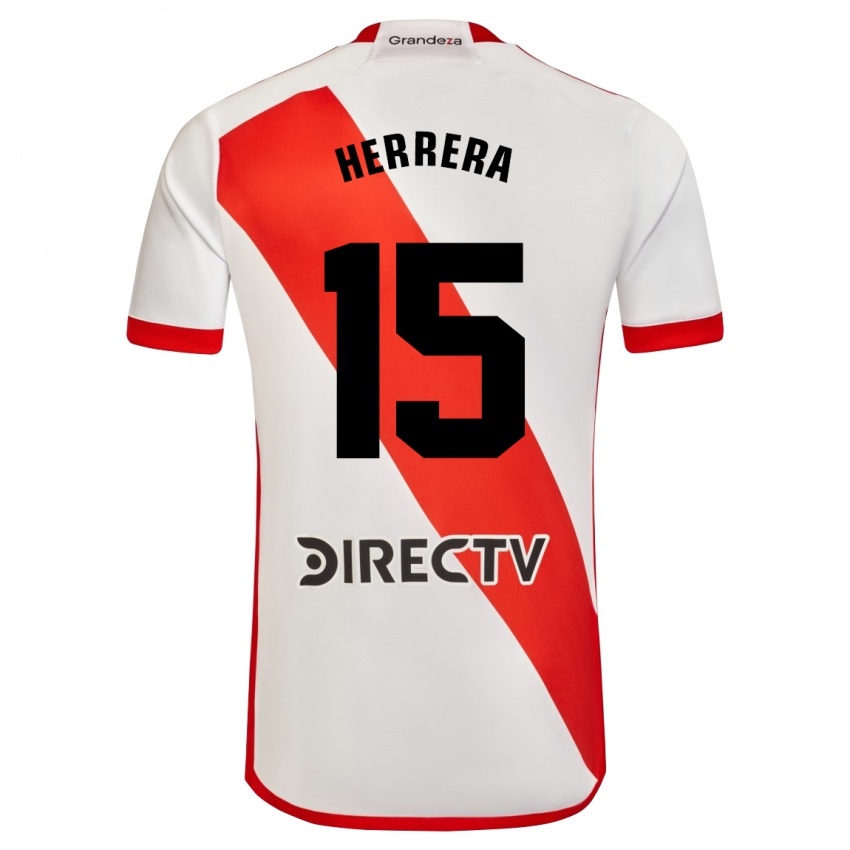 Hombre Camiseta Andrés Herrera #15 Blanco Rojo 1ª Equipación 2024/25 La Camisa Argentina