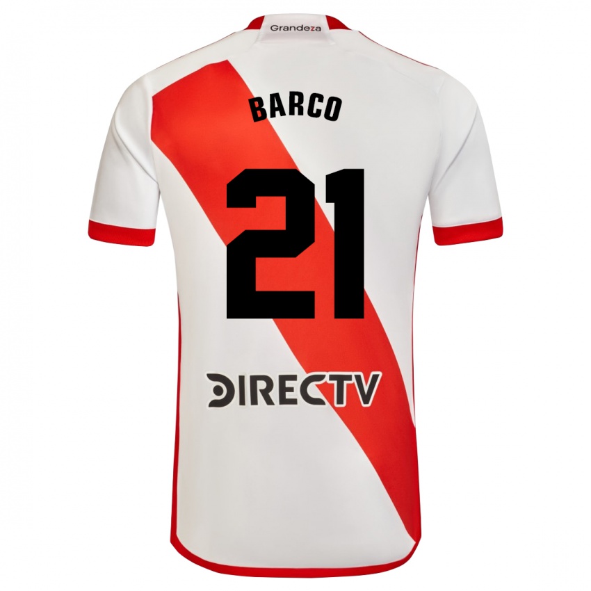 Hombre Camiseta Esequiel Barco #21 Blanco Rojo 1ª Equipación 2024/25 La Camisa Argentina