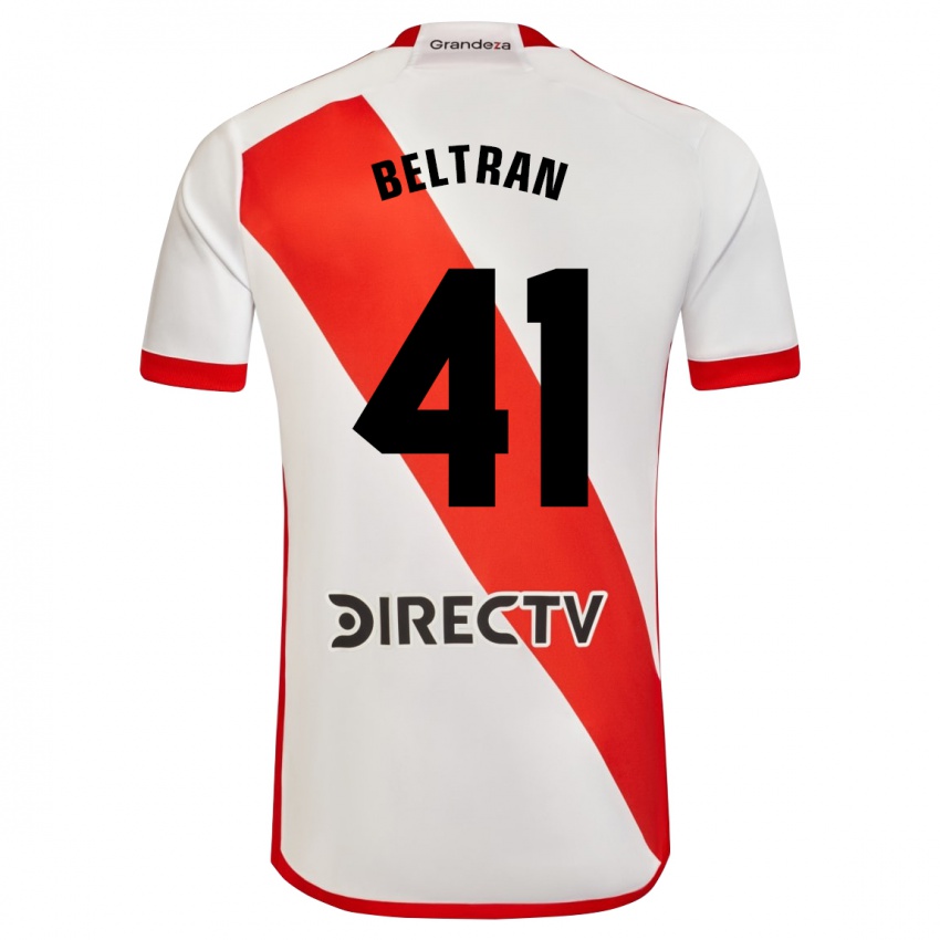 Hombre Camiseta Santiago Beltrán #41 Blanco Rojo 1ª Equipación 2024/25 La Camisa Argentina