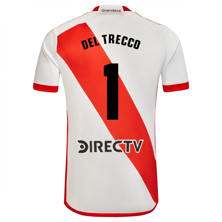 Hombre Camiseta Martina Del Trecco #1 Blanco Rojo 1ª Equipación 2024/25 La Camisa Argentina