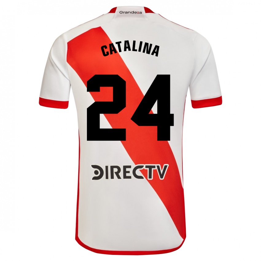 Hombre Camiseta Catalina Julia Primo #24 Blanco Rojo 1ª Equipación 2024/25 La Camisa Argentina