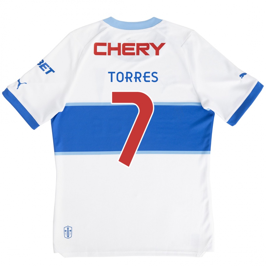 Hombre Camiseta Joaquín Torres #7 Blanco Azul 1ª Equipación 2024/25 La Camisa Argentina