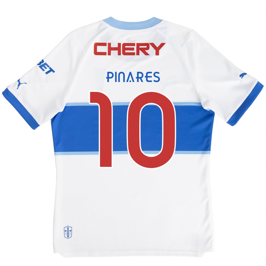 Hombre Camiseta Cesar Pinares #10 Blanco Azul 1ª Equipación 2024/25 La Camisa Argentina