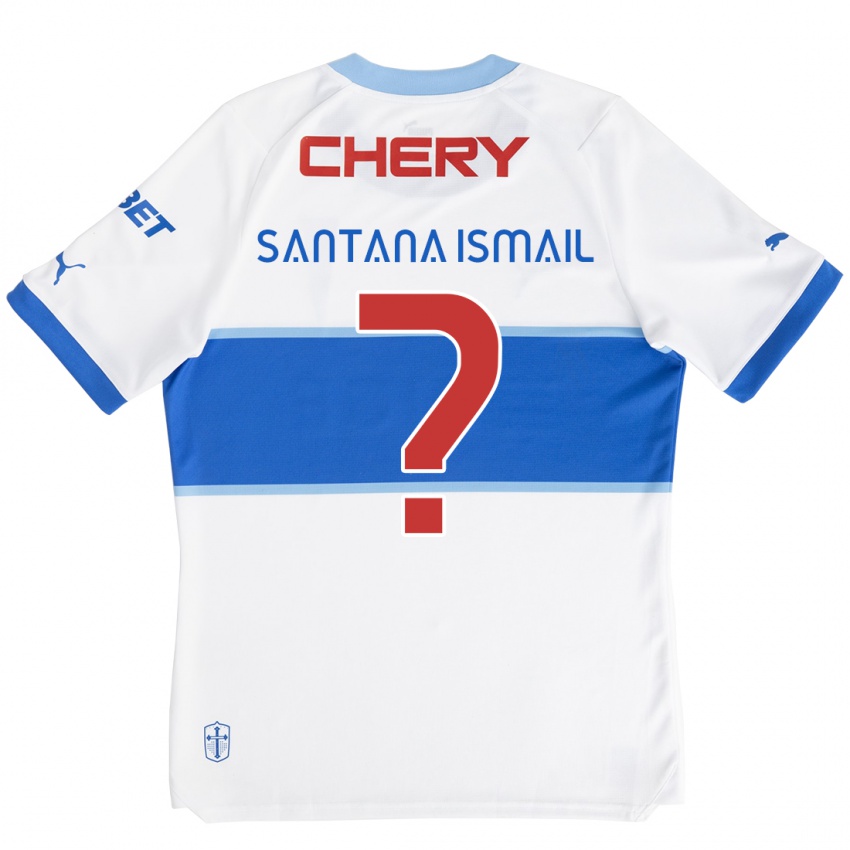 Hombre Camiseta Benjamin Santana Ismail #0 Blanco Azul 1ª Equipación 2024/25 La Camisa Argentina