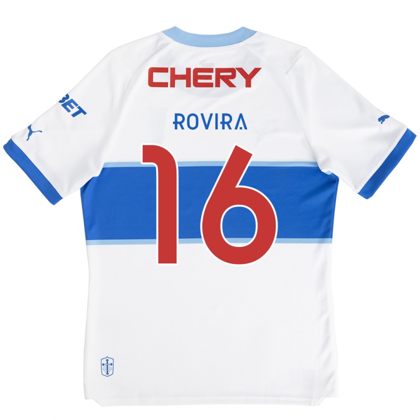 Hombre Camiseta Brayan Rovira #16 Blanco Azul 1ª Equipación 2024/25 La Camisa Argentina