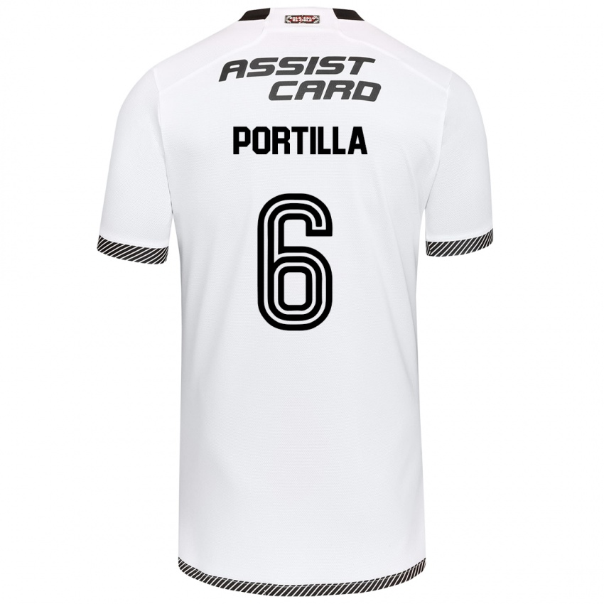 Hombre Camiseta Dylan Portilla #6 Blanco Negro 1ª Equipación 2024/25 La Camisa Argentina