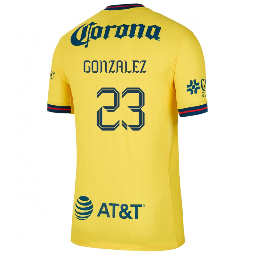 Hombre Camiseta Itzel Gonzalez #23 Amarillo Azul 1ª Equipación 2024/25 La Camisa Argentina