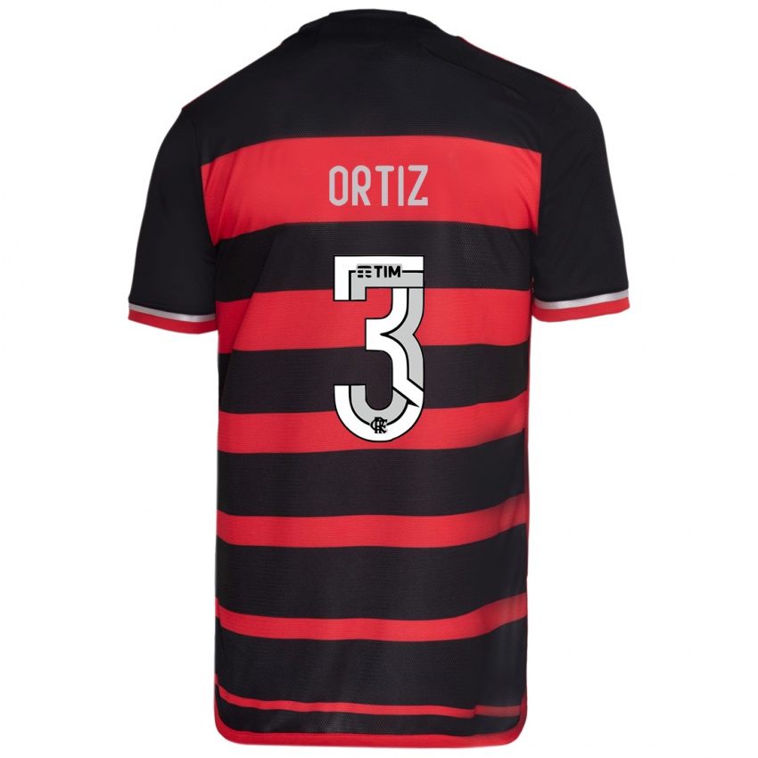 Hombre Camiseta Léo Ortiz #3 Negro Rojo 1ª Equipación 2024/25 La Camisa Argentina