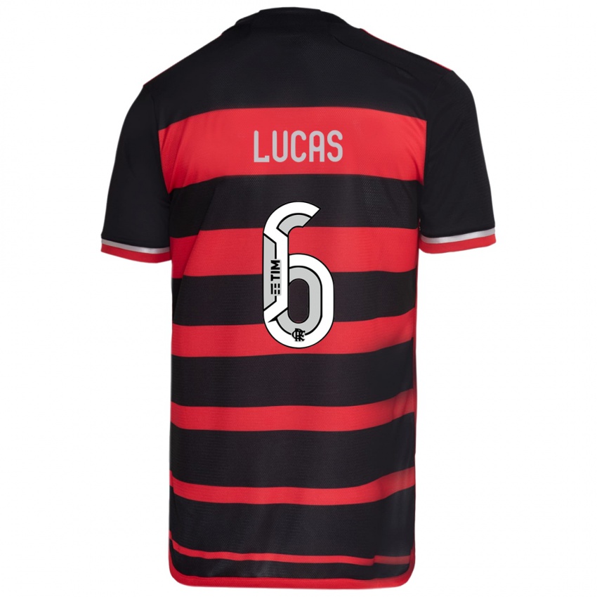 Hombre Camiseta Ayrton Lucas #6 Negro Rojo 1ª Equipación 2024/25 La Camisa Argentina