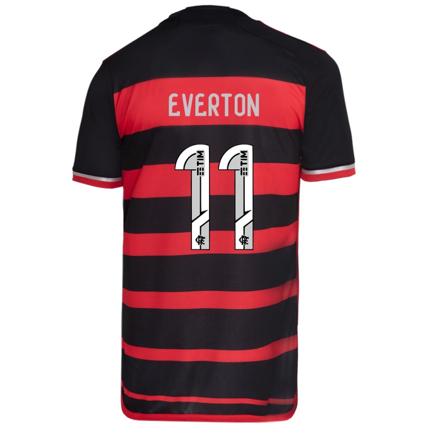 Hombre Camiseta Everton #11 Negro Rojo 1ª Equipación 2024/25 La Camisa Argentina