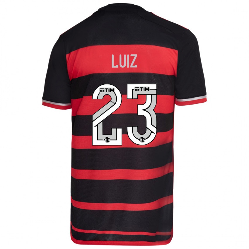 Hombre Camiseta David Luiz #23 Negro Rojo 1ª Equipación 2024/25 La Camisa Argentina