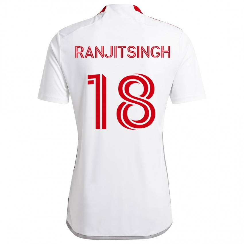 Hombre Camiseta Greg Ranjitsingh #18 Blanco Rojo 2ª Equipación 2024/25 La Camisa Argentina