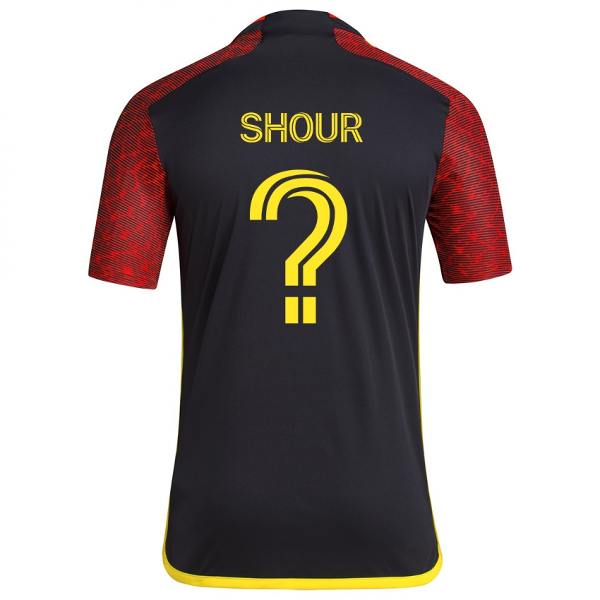 Hombre Camiseta Mohammed Shour #0 Negro Rojo 2ª Equipación 2024/25 La Camisa Argentina