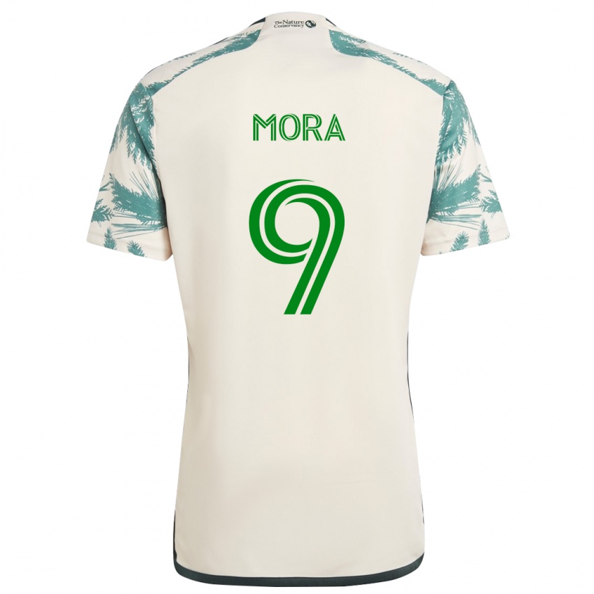 Hombre Camiseta Felipe Mora #9 Beige Marrón 2ª Equipación 2024/25 La Camisa Argentina