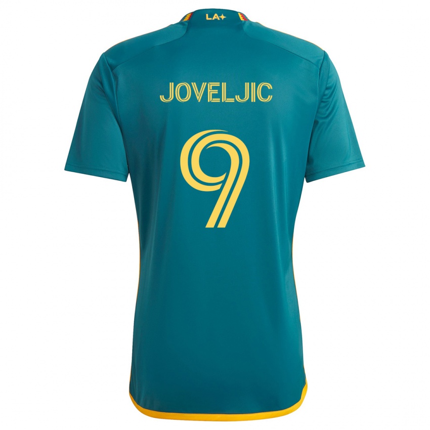 Hombre Camiseta Dejan Joveljic #9 Verde Amarillo 2ª Equipación 2024/25 La Camisa Argentina