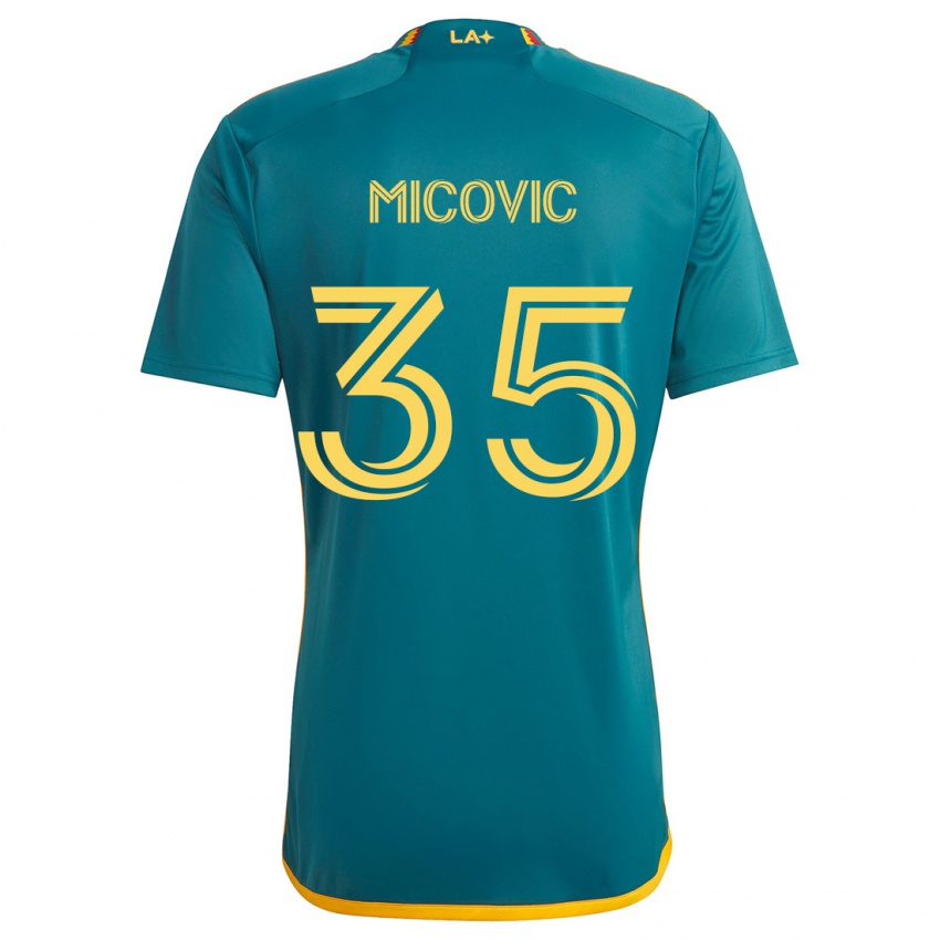 Hombre Camiseta Novak Micovic #35 Verde Amarillo 2ª Equipación 2024/25 La Camisa Argentina