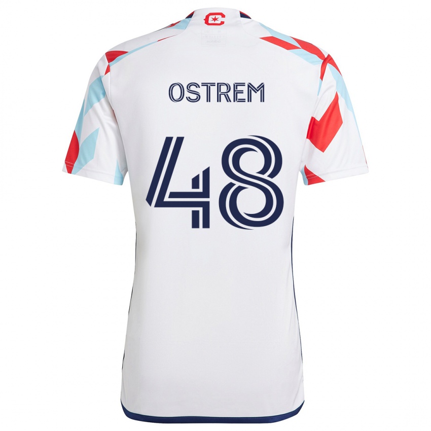 Hombre Camiseta Charlie Ostrem #48 Blanco Rojo Azul 2ª Equipación 2024/25 La Camisa Argentina