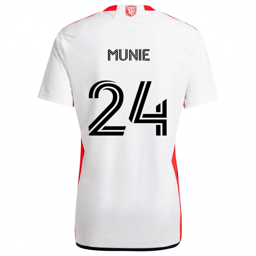 Hombre Camiseta Daniel Munie #24 Blanco Rojo 2ª Equipación 2024/25 La Camisa Argentina