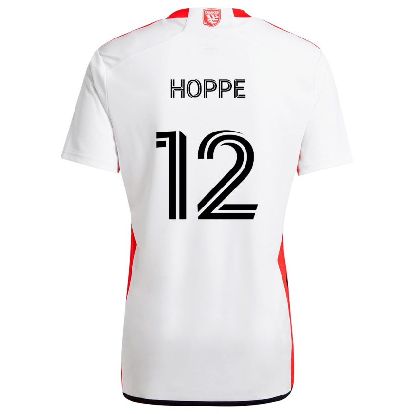 Hombre Camiseta Matthew Hoppe #12 Blanco Rojo 2ª Equipación 2024/25 La Camisa Argentina