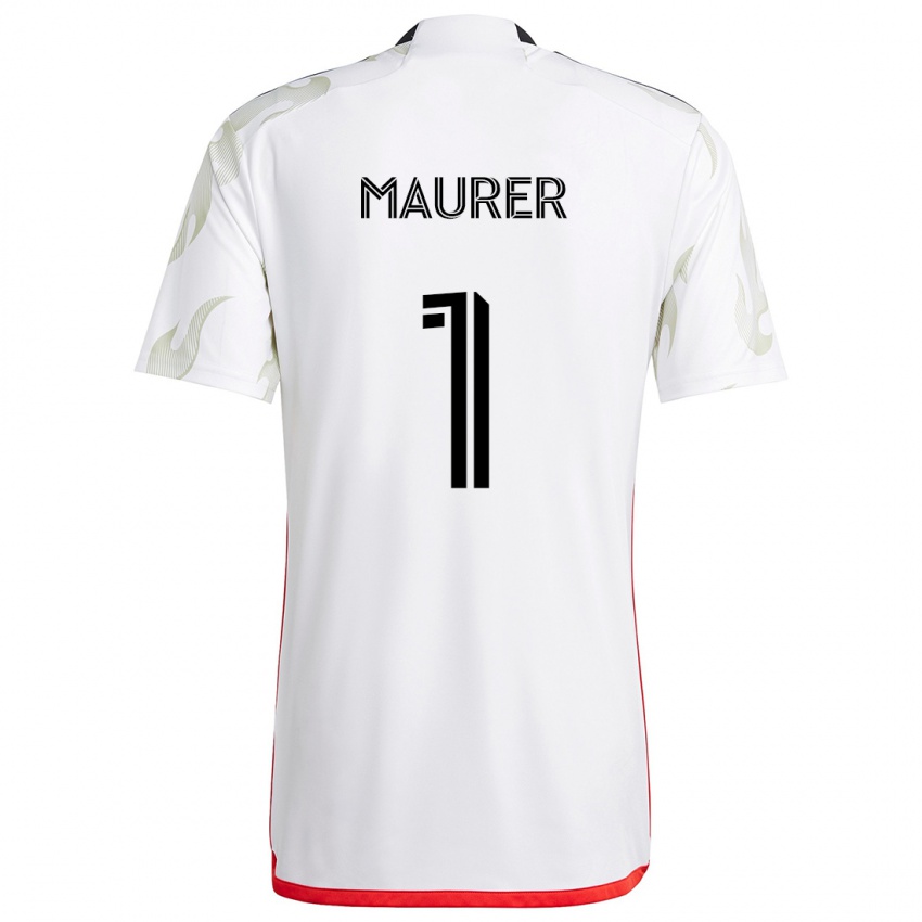 Hombre Camiseta Jimmy Maurer #1 Blanco Rojo Negro 2ª Equipación 2024/25 La Camisa Argentina