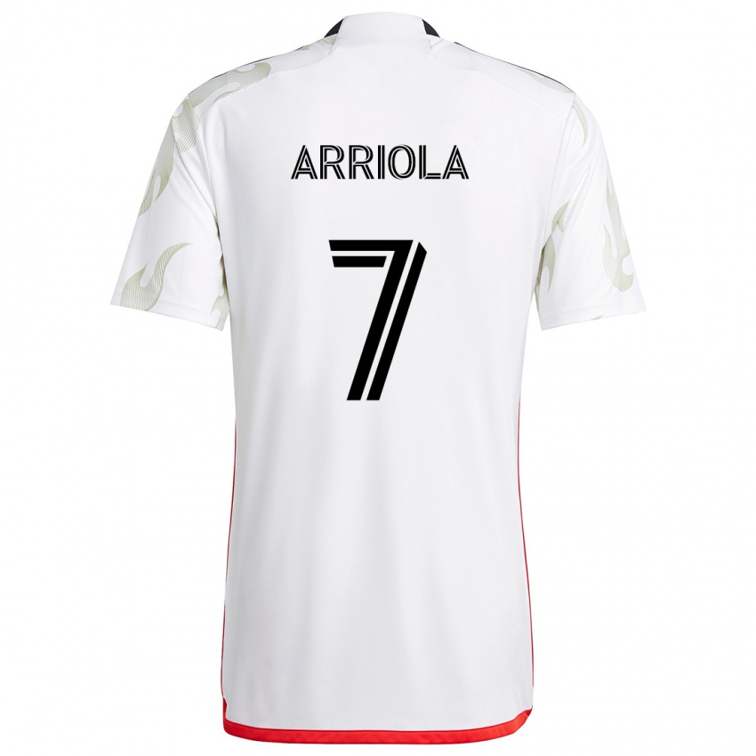 Hombre Camiseta Paul Arriola #7 Blanco Rojo Negro 2ª Equipación 2024/25 La Camisa Argentina