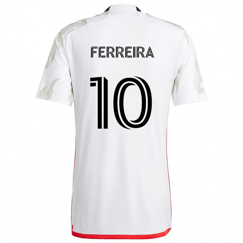 Hombre Camiseta Jesús Ferreira #10 Blanco Rojo Negro 2ª Equipación 2024/25 La Camisa Argentina