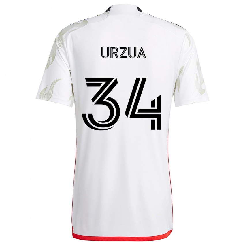 Hombre Camiseta Alejandro Urzua #34 Blanco Rojo Negro 2ª Equipación 2024/25 La Camisa Argentina