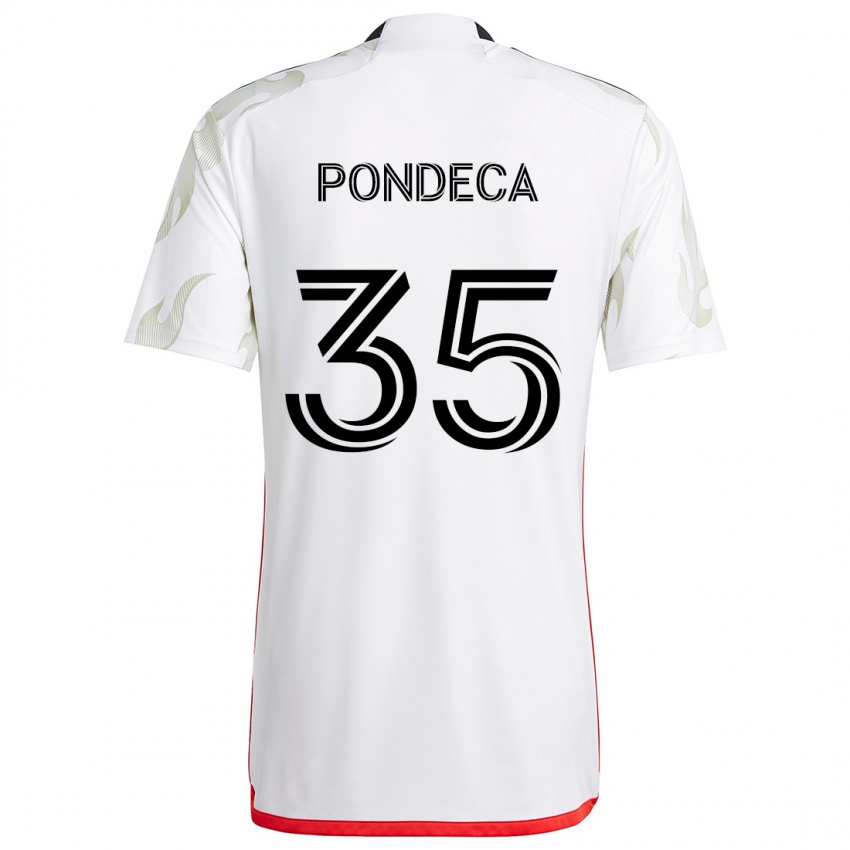 Hombre Camiseta Tomas Pondeca #35 Blanco Rojo Negro 2ª Equipación 2024/25 La Camisa Argentina