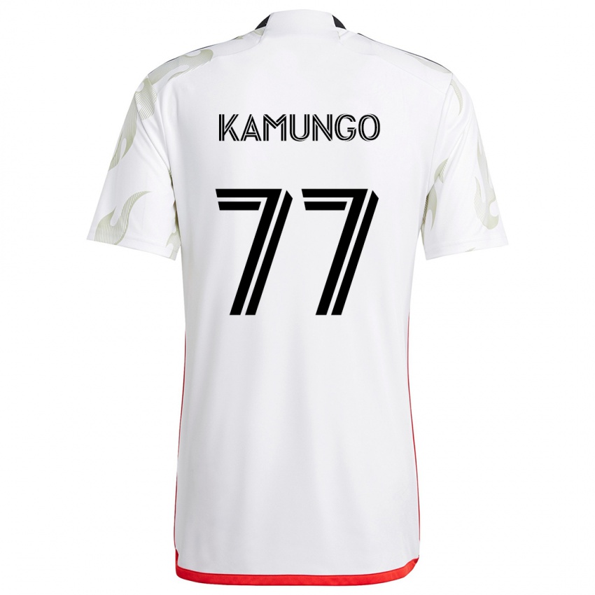 Hombre Camiseta Bernard Kamungo #77 Blanco Rojo Negro 2ª Equipación 2024/25 La Camisa Argentina