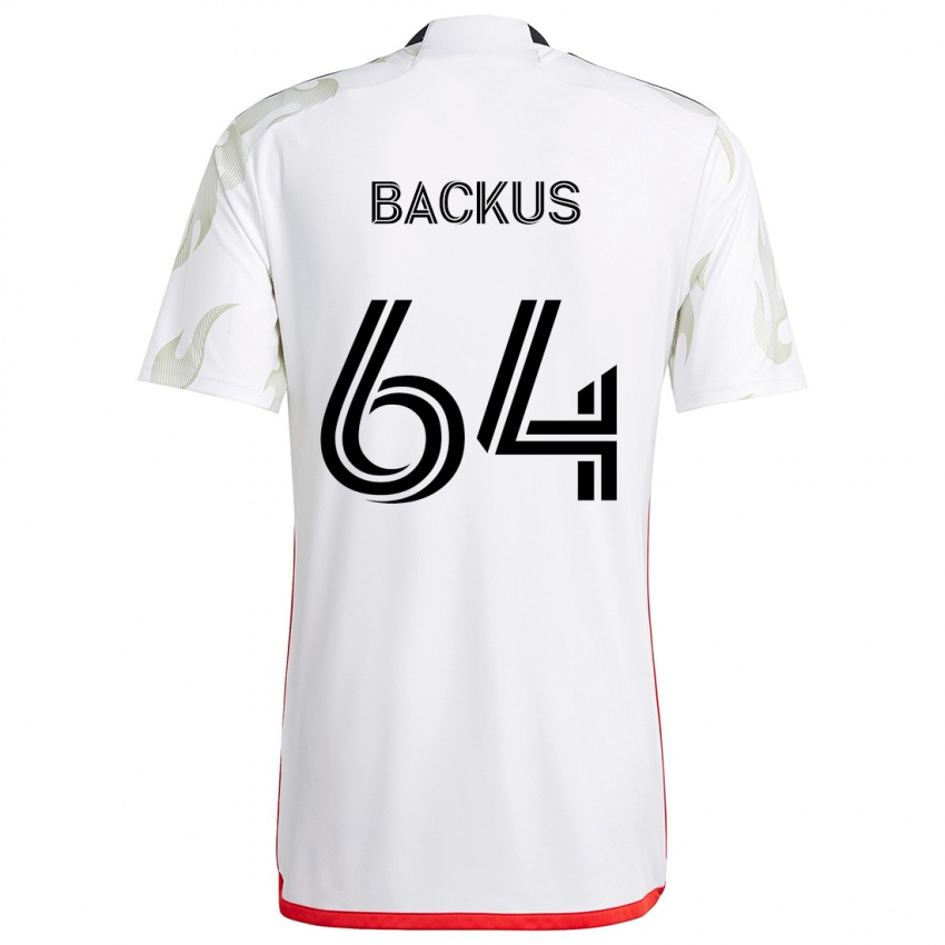 Hombre Camiseta Braeden Backus #64 Blanco Rojo Negro 2ª Equipación 2024/25 La Camisa Argentina