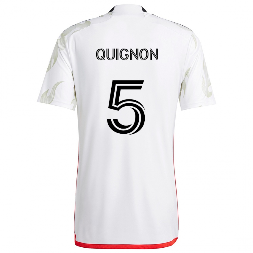 Hombre Camiseta Facundo Quignón #5 Blanco Rojo Negro 2ª Equipación 2024/25 La Camisa Argentina