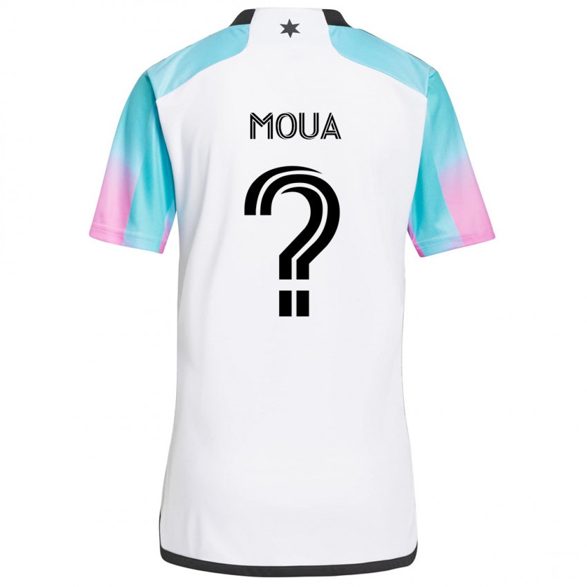 Hombre Camiseta Nathan Moua #0 Blanco Azul Negro 2ª Equipación 2024/25 La Camisa Argentina