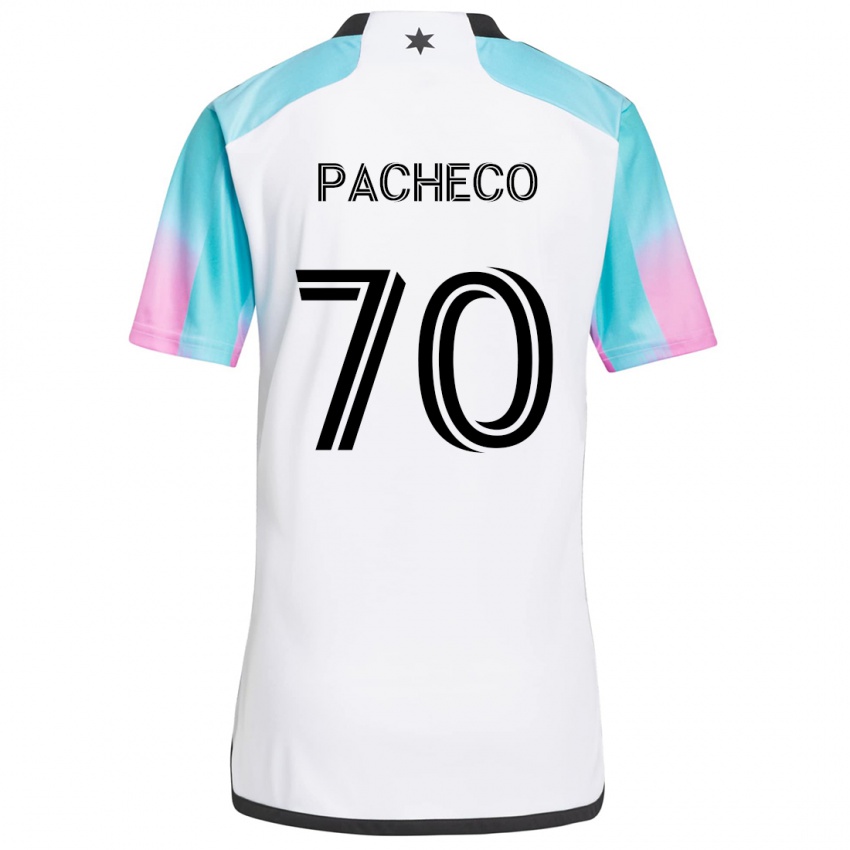 Hombre Camiseta Diogo Pacheco #70 Blanco Azul Negro 2ª Equipación 2024/25 La Camisa Argentina