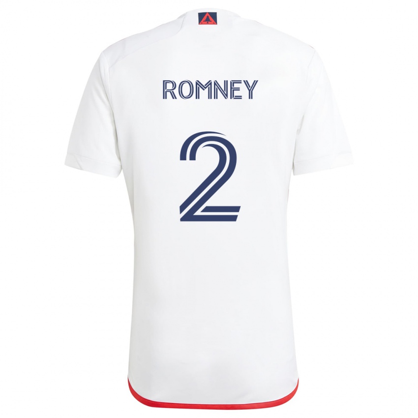 Hombre Camiseta Dave Romney #2 Blanco Rojo 2ª Equipación 2024/25 La Camisa Argentina