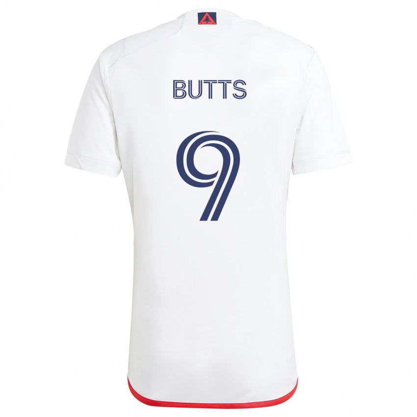 Hombre Camiseta Liam Butts #9 Blanco Rojo 2ª Equipación 2024/25 La Camisa Argentina