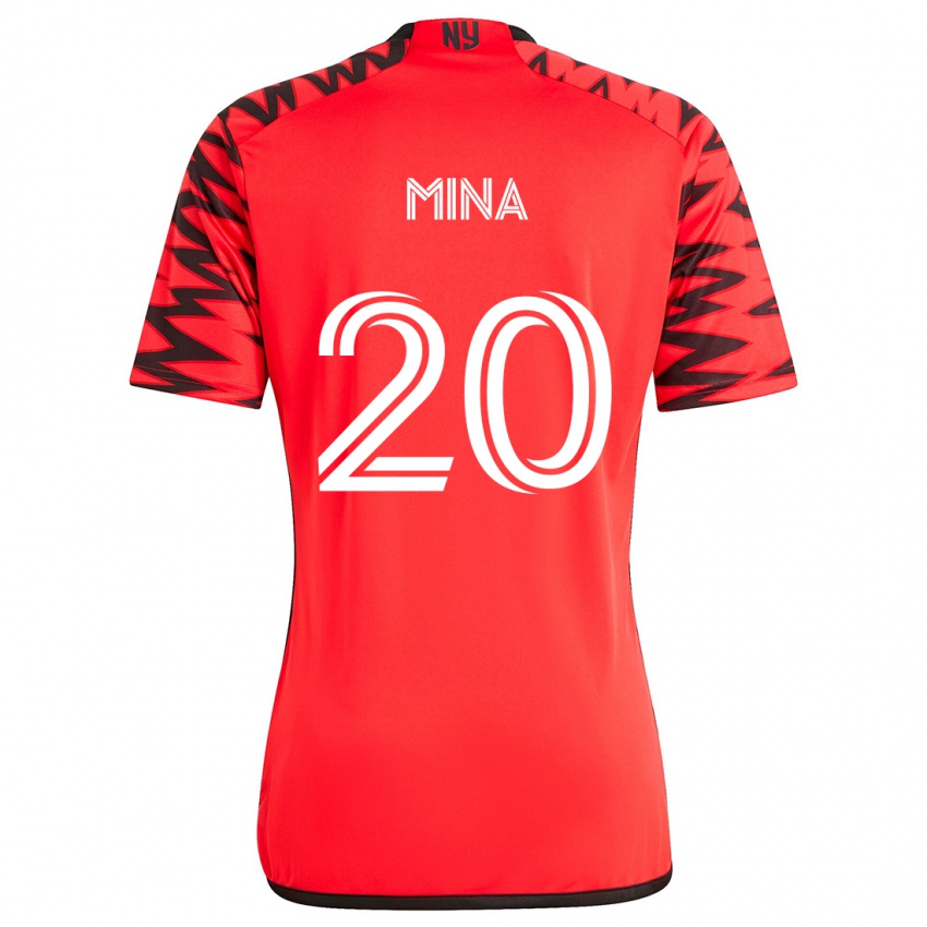 Hombre Camiseta Juan Mina #20 Rojo Negro Blanco 2ª Equipación 2024/25 La Camisa Argentina