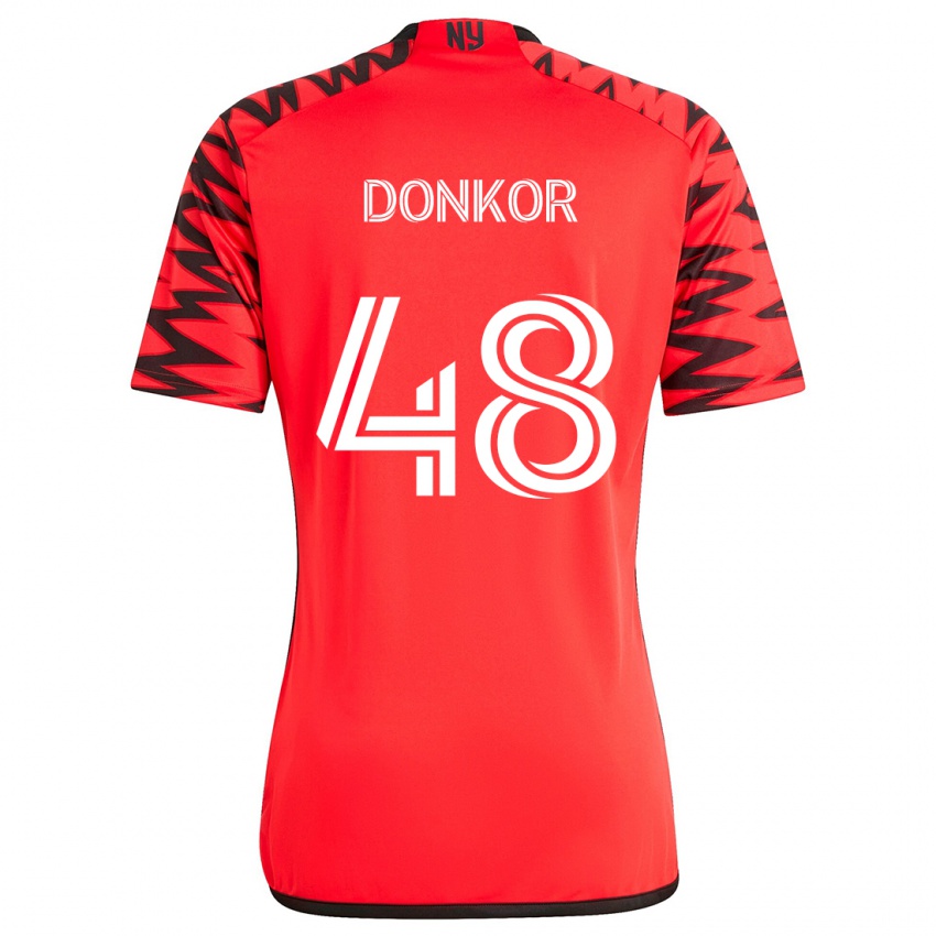 Hombre Camiseta Ronald Donkor #48 Rojo Negro Blanco 2ª Equipación 2024/25 La Camisa Argentina